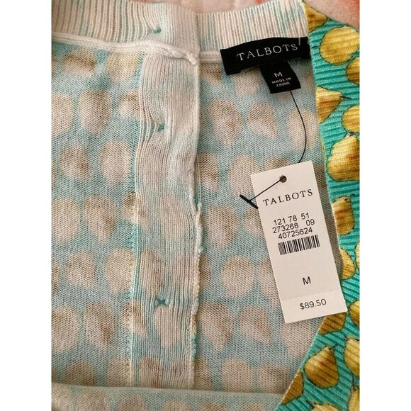 Talbots Colorful Pear Fruit Pattern Button Back 3/4 Sleeves Sweater Cardigan M - Picture 5 of 7